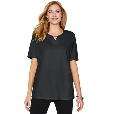 Catherines Women's Plus Size Suprema Pleat-Neck Tee