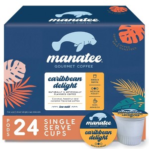 Manatee Gourmet Coffee Caribbean Delight Flavored Medium Roast Coffee Pods - 24ct - 1 of 4
