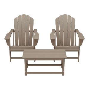 WestinTrends Highland 3-Piece Adirondack Chairs with Cup Holders and Coffee Table Set - 1 of 4