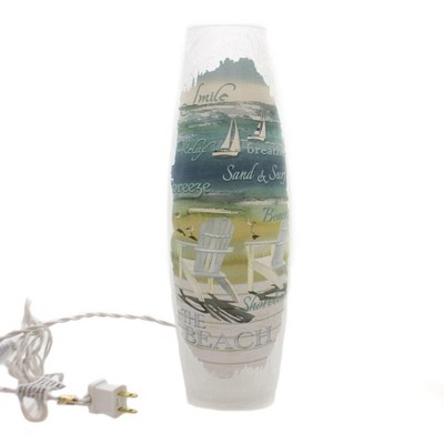 Stony Creek 12.0 Inch The Beach Lighted Glass Vase Sand Surf Breeze Relax Novelty Sculpture Lights