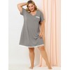 Women's Plus Size Pajamas Polka Dots  Lace Trim V Neck Short Sleeve Lounge Midi Nightgowns with Pocket - Agnes Orinda - 3 of 4