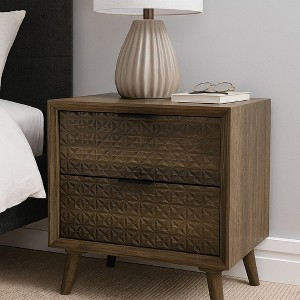 Royal Hampton Nightstand, 2 Drawers, Dark Brown Wood, 25 Inch - 1 of 4