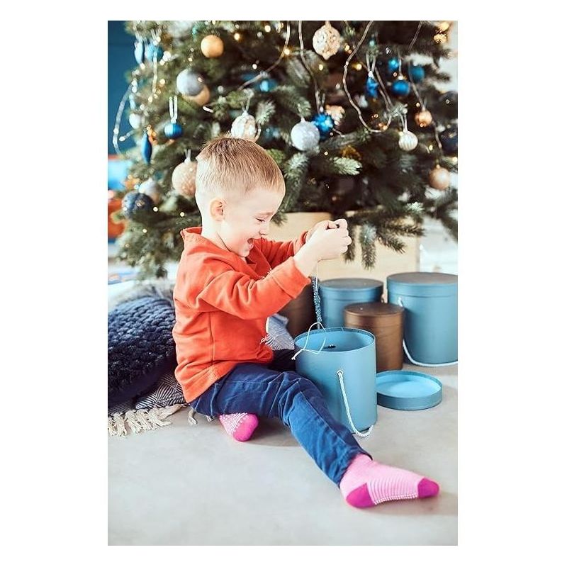 Rising Star Infant Boys Baby Socks, Non Slip Grip Ankle Socks for Baby's Ages 6-24 Months (Black/Gray/Blue), 2 of 3
