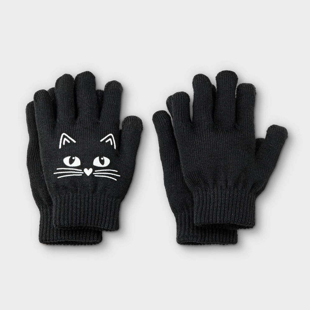 Kids' 2pk Cat Face Value Mittens - Cat & Jack™ Black