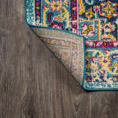 Bohemian Loft Medallion 5x8 Teal Blue Synthetic Area Rug