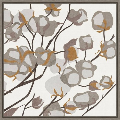 16" x 16" Cotton Blossoms II by Melissa Wang Framed Wall Canvas - Amanti Art