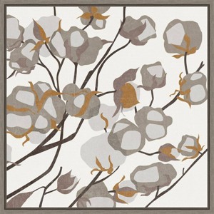 16" x 16" Cotton Blossoms II by Melissa Wang: Amanti Art Sylvie Frame, Botanical Lithograph - 1 of 4