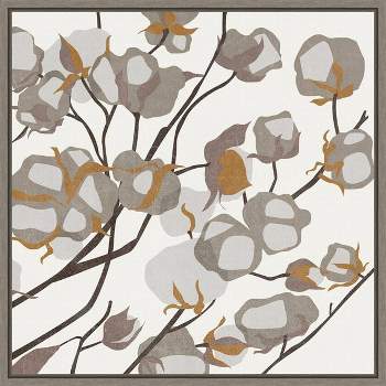 16" x 16" Cotton Blossoms II by Melissa Wang Float Frame Canvas Art - Amanti Art, Sylvie Gray Frame