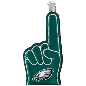 Old World Christmas Blown Glass Ornament for Christmas Tree, Philadelphia Eagles Foam Finger - 1 of 4