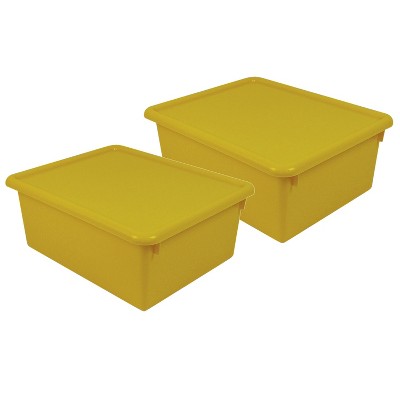 Romanoff Products Romanoff Plastic Stowaway 5" Letter Box with Lid Yellow Pack of 2 (ROM16003-2)
