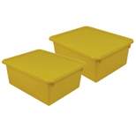 Romanoff Products Romanoff Plastic Stowaway 5"" Letter Box with Lid Yellow Pack of 2 (ROM16003-2) 