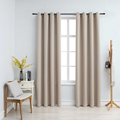 vidaXL Blackout Curtains with Rings 2 pcs Beige 54"x63" Fabric