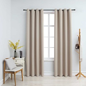 vidaXL Blackout Curtains with Rings 2 pcs Beige 54"x63" Fabric - 1 of 4