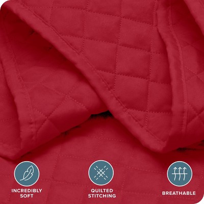 Full/Queen Red Diamond Stitched Microfiber Coverlet Set