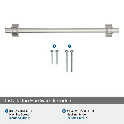 Satin Nickel 7-9/16 inch Modern Industrial Cabinet Bar Pull