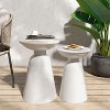 Vynxaria Patio End Tables - Set of 2, White Flared Design, Modern Outdoor Side Tables - 2 of 4