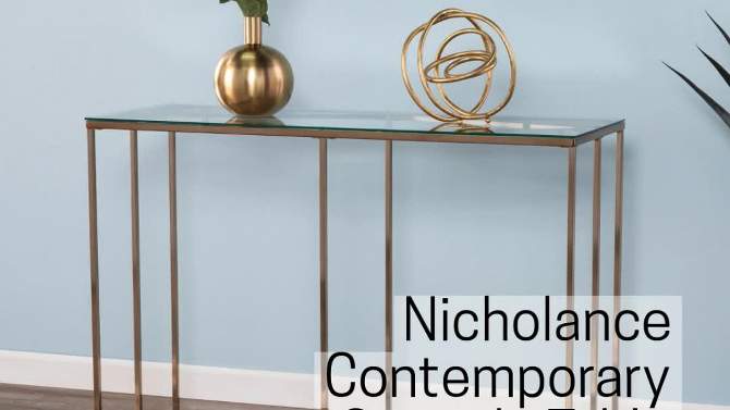 Nicholas Contemporary Glass Top Console Table Champagne - Aiden Lane, 2 of 8, play video