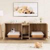 Homhougo Cat Litter Box Enclosure 55.1" Double Litter Box Furniture Large Cat Box Enclosure Kitty Litter Box - 3 of 4