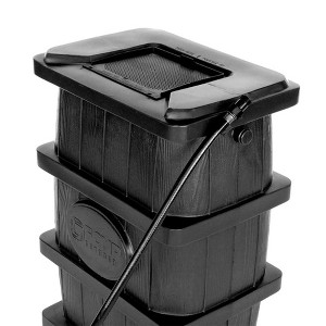 FCMP Outdoor WG4000-GRY Wood Grain Rain Barrel with Flat Back for Environmentally Friendly Watering of Outdoor Plants, Gardens, and Landscapes, Black - 1 of 4