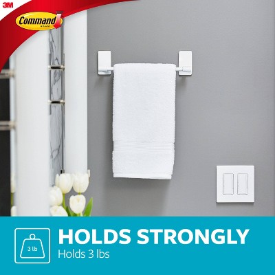 White Plastic Command Hand Towel Bar with Glossy Finish