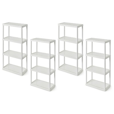 Gracious Living 4 Shelf Fixed Height Solid Light Duty Storage Unit 24 x 12 x 48" Organizer System for Home, Garage, Basement & Laundry, White (4 Pack)