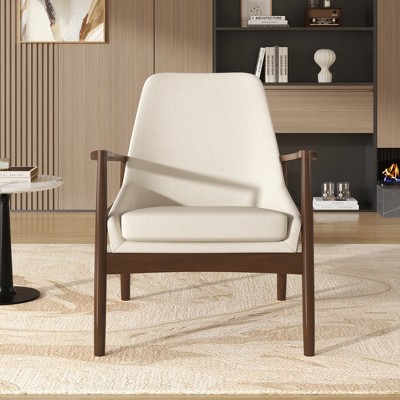 Akoasm Modern PU Leather Solid Wood Frame Soft Accent Barrel Sofa & Armchair With High Back For Living Room, Office & Bedroom