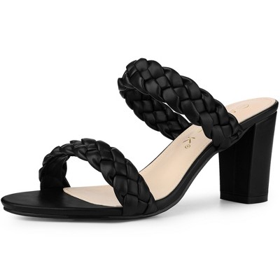 Black slide outlet sandals heel