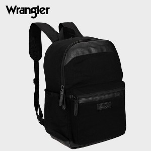 Wrangler Powell Denim Backpack for Mens Womens Kids, Brand Logo Water Resistant Casual Daypack for Travel School with Padded Laptop Notebook Sleeve - 1 of 4