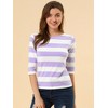 INSPIRE CHIC Women's Stripes Casual Basic Elbow Sleeves Boat Neck Slim Fit T-Shirts - 3 of 4