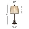Franklin Iron Works Naomi Industrial Rustic Table Lamp 25" High Aged Bronze Brown Mica Drum Shade for Bedroom Living Room Bedside Nightstand Office - 4 of 4