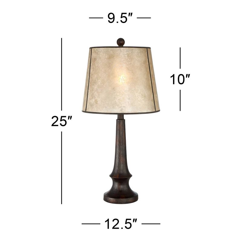 Franklin Iron Works Naomi Industrial Rustic Table Lamp 25" High Aged Bronze Brown Mica Drum Shade for Bedroom Living Room Bedside Nightstand Office, 4 of 7