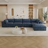 GDFStudio Jocelyn Modern 4-Seater Corduroy Fabric and Feather-filled Upholstered L-Shaped Sectional Sofas with Ottoman - 2 of 4