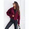 Coolmee Women Cropped Wool Blend Coats Lapel Collar Pea Coat Double Breasted Fashion Coat Jackets - 3 of 4