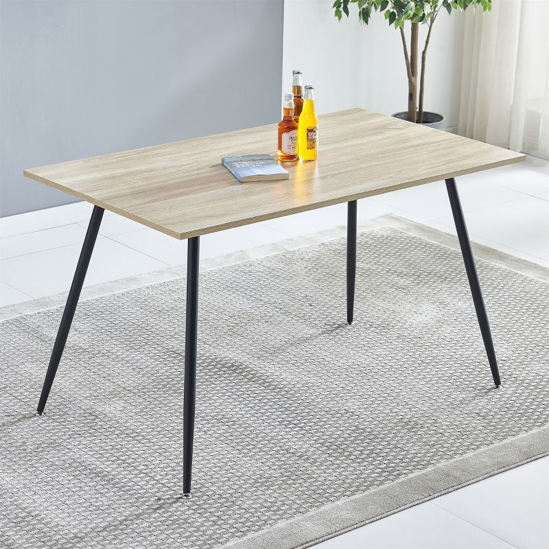 INO Design Modern Wooden Rectangular Dining Table, Wood Pattern Table Top with Metal Legs for 4,6 Person - Kitchen, Office, Living Room (Table Only), 2 of 9