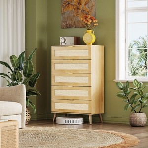 GALAXHERO 5-Drawer Tall Wooden Dresser - Storage Organizer with Metal Handles for Bedroom, Living Room, Hallway & Closet,White - 1 of 1