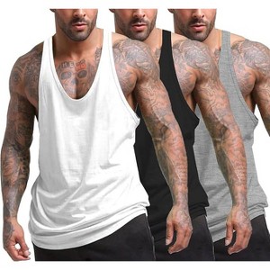 COOFANDY Men's 3 Pack Tank Tops Gym Workout Shirt Y-Back Sleeveless Muscle Fitness Bodybuilding Tank Shirts - 1 of 4