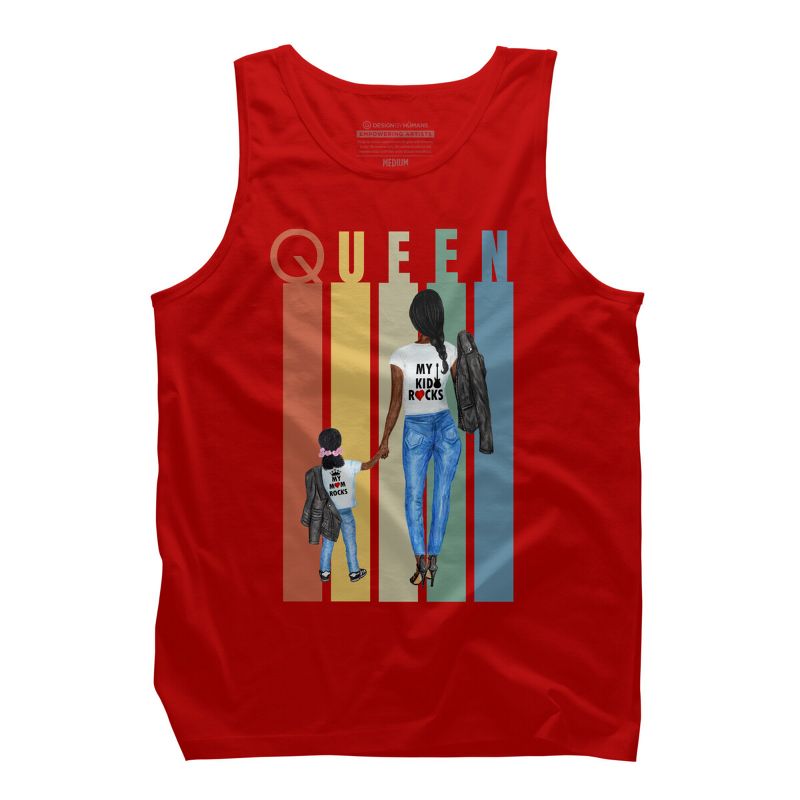 Men's Design By Humans Mother's Day Black Mom Queen Retro Stripes By duron4 Tank Top - Red - Medium, 1 of 3