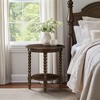 Vynxaria Traditional Round End Table with Shelf, Dark Morocco Brown Finish - 2 of 4