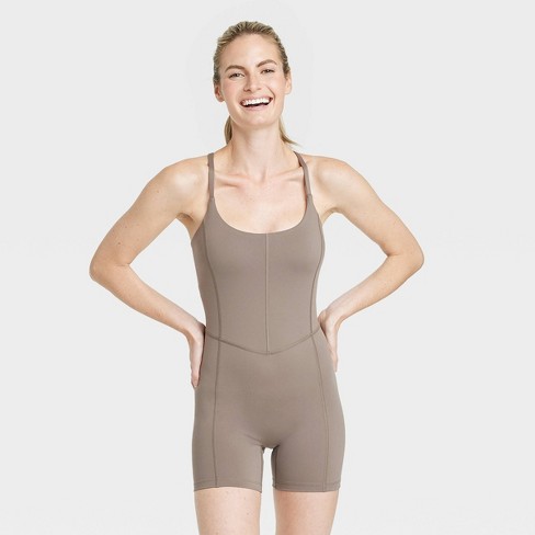 Women's Brushed Sculpt Short Bodysuit - All In Motion™ Taupe Xxl