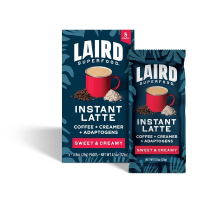 Laird Superfood Sweet and Creamy Medium Roast Instant Latte - 5ct