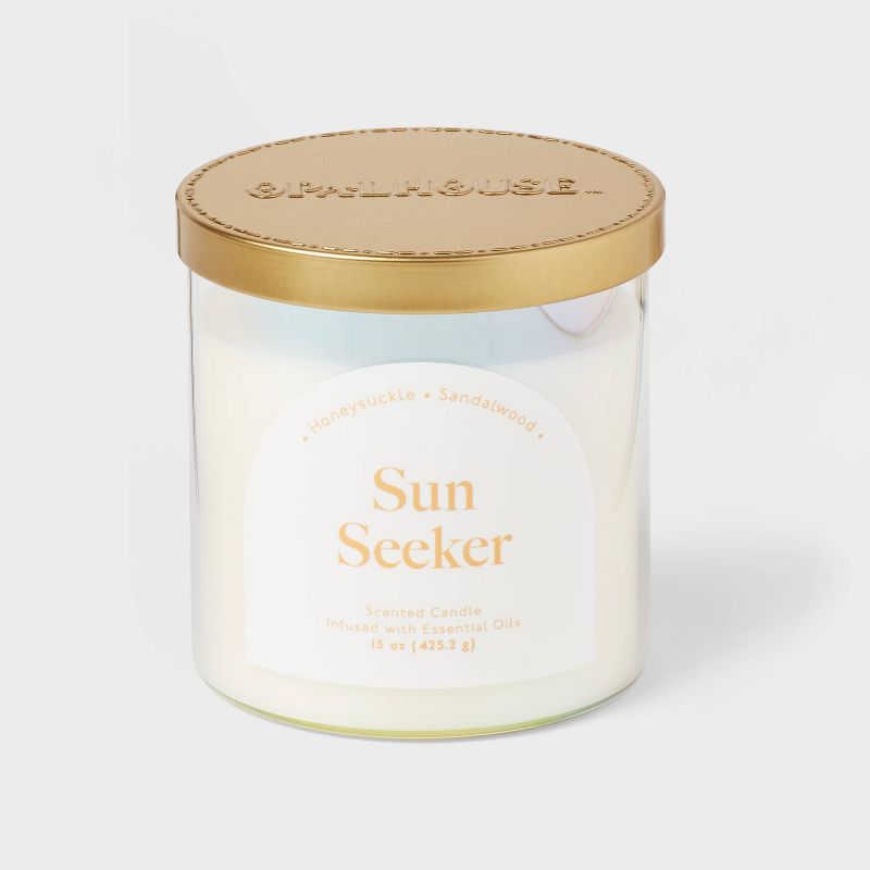 2-Wick 15oz Glass Jar Candle with Iridescent Sleeve Sun Seeker - Opalhouse&#8482;, 1 of 5