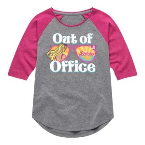 Girls' - Barbie - Out of Office Shirt Tail Raglan Graphic T-shirt - 1 of 3