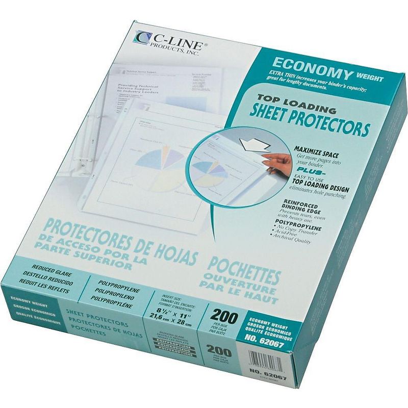 C-Line Economy Weight Poly Sheet Protector Reduced Glare 2" 11 x 8 1/2 200/BX 62067, 2 of 3
