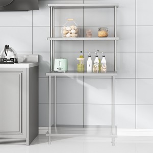 COZONY Stainless Steel Work Table with Overshelves, Heavy Duty Prep Table Kitchen Countertop with Adjustable Storage - 1 of 4