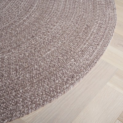 Ivory and Beige Braided Cotton Oval Area Rug 4' x 6'