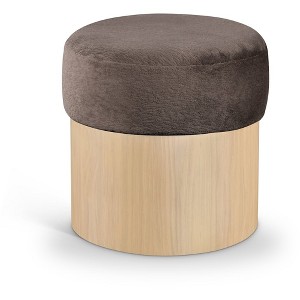 Meridian Furniture,Nimes Velour Fur Fabric Ottoman/Stool - 1 of 4