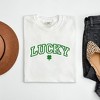 Simply Sage Market Women's Embroidered Lucky Varsity Clover St. Patrick's Day Short Sleeve Garment Dyed Tee - 3 of 3