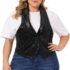 Agnes Orinda Women's Plus Size Velvet Jacquard Steampunk Lapel Collar Button Fashion Vests - 2 of 4