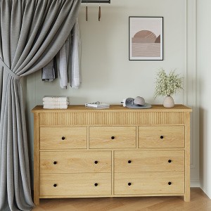 6 Drawer Dresser for Bedroom, 47"w Wooden Chest of Drawers, Fluted Dresser TV Stand, Clothes Storage Organizer for Bedroom Hallway - 1 of 4