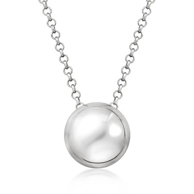 Ross-Simons Italian Sterling Silver Rolo-Chain Bead Necklace Size 18